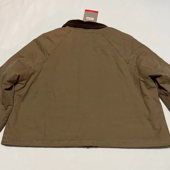 Hunter Insulated Tan Barn Crop Jacket with Dark Brown Corduroy Collar M NWT - Picture 13 of 16
